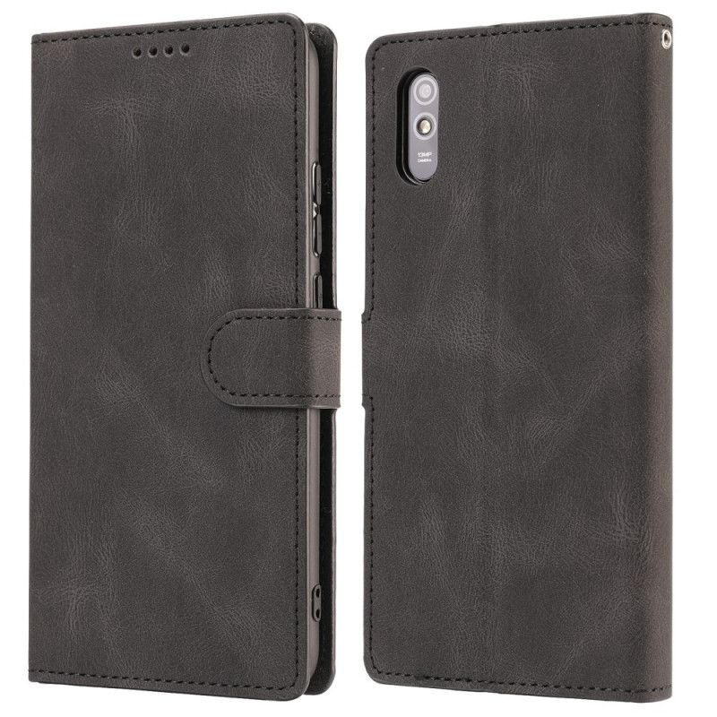 Etui Folio Xiaomi Redmi 9A Czerwony Czarny Matowa Powierzchnia Z Efektem Skóry Etui Ochronne