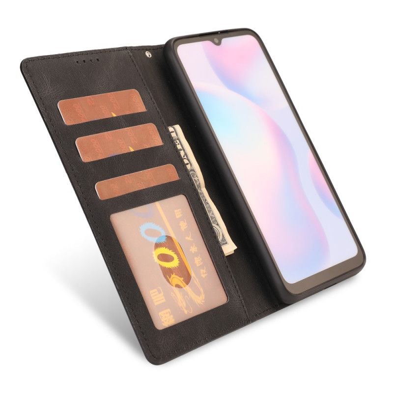 Etui Folio Xiaomi Redmi 9A Czerwony Czarny Matowa Powierzchnia Z Efektem Skóry Etui Ochronne