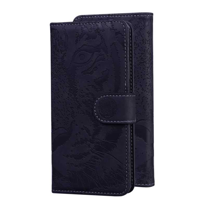 Etui Folio Xiaomi Redmi 9A Czerwony Czarny Odcisk Twarzy Tygrysa Etui Ochronne