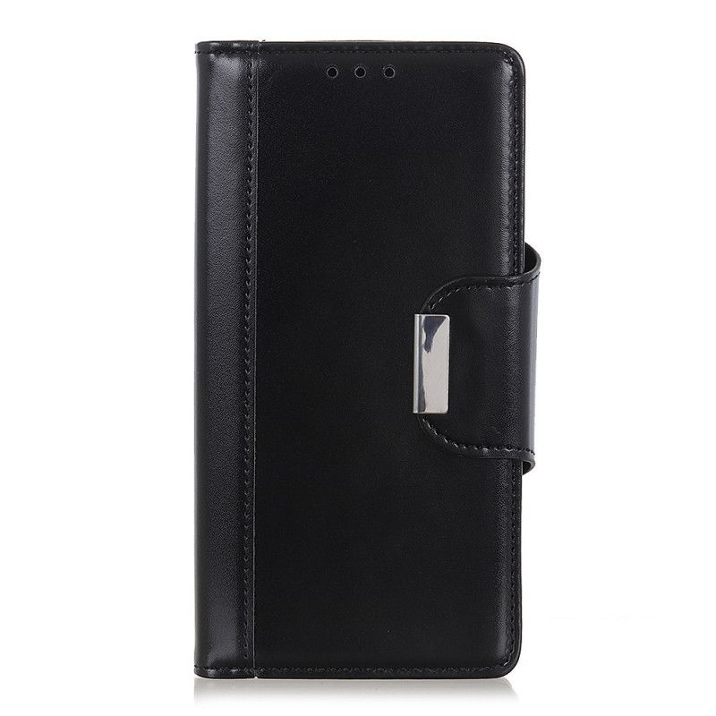 Etui Folio Xiaomi Redmi 9A Czerwony Czarny Zamknięcie Eleganckie Ze Sztucznej Skóry