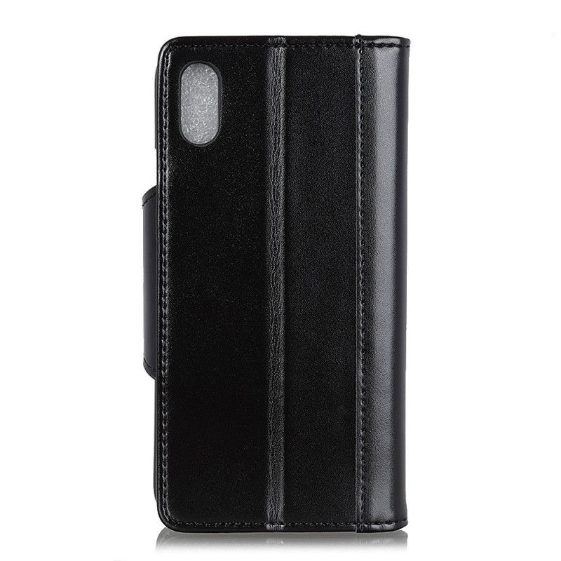 Etui Folio Xiaomi Redmi 9A Czerwony Czarny Zamknięcie Eleganckie Ze Sztucznej Skóry