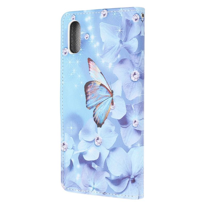 Etui Folio Xiaomi Redmi 9A Diamentowe Motyle Ze Stringami Etui Ochronne