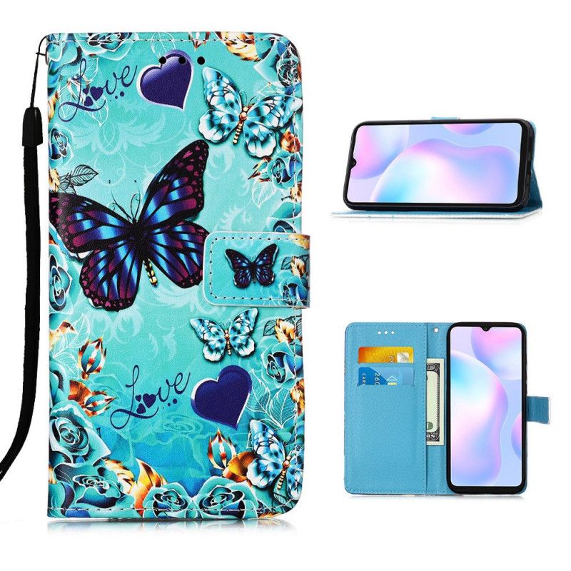 Etui Folio Xiaomi Redmi 9A Kochaj Motyle Ze Stringami Etui Ochronne