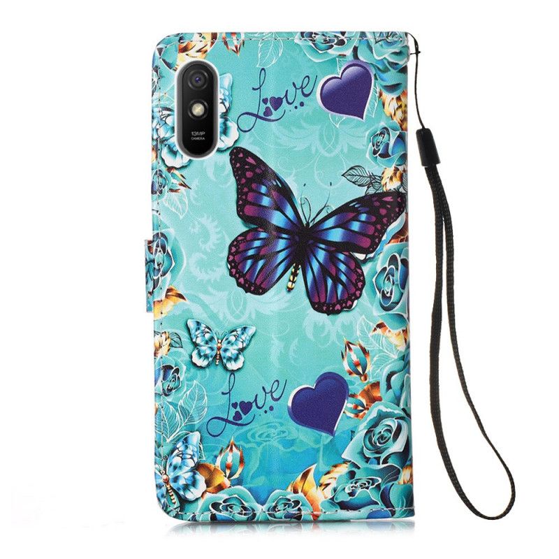 Etui Folio Xiaomi Redmi 9A Kochaj Motyle Ze Stringami Etui Ochronne