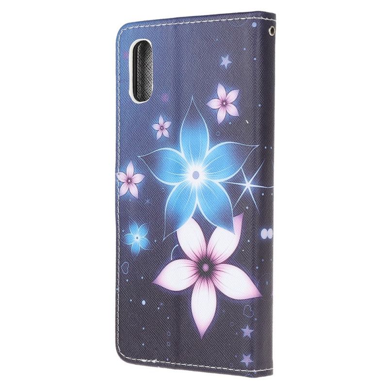 Etui Folio Xiaomi Redmi 9A Księżycowe Kwiaty Ze Stringami