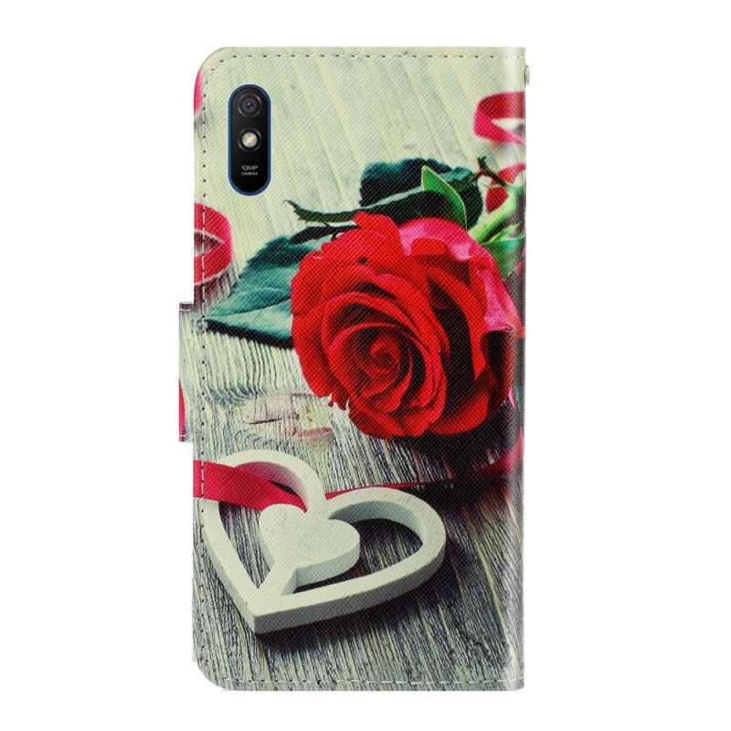 Etui Folio Xiaomi Redmi 9A Romantyczny Róż Ze Stringami Etui Ochronne