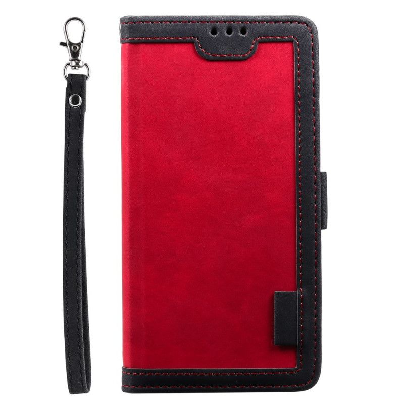 Etui Folio Xiaomi Redmi 9A Szary Czarny Dwukolorowa Imitacja Skóry Ze Wzmocnionymi Konturami Etui Ochronne