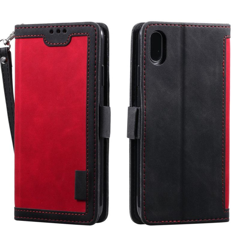 Etui Folio Xiaomi Redmi 9A Szary Czarny Dwukolorowa Imitacja Skóry Ze Wzmocnionymi Konturami Etui Ochronne