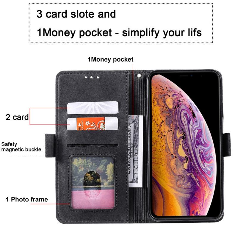 Etui Folio Xiaomi Redmi 9A Szary Czarny Dwukolorowa Imitacja Skóry Ze Wzmocnionymi Konturami Etui Ochronne