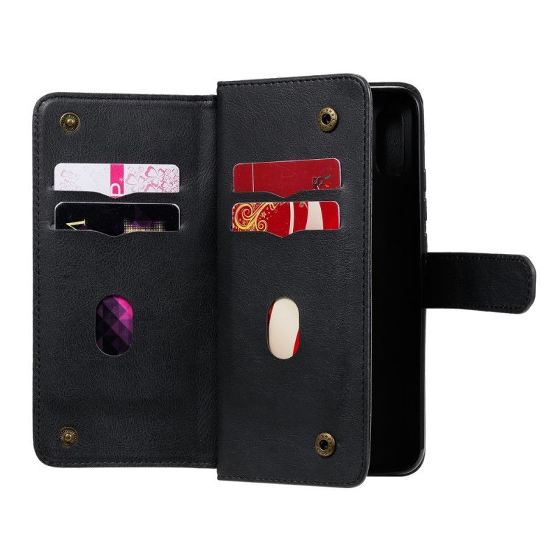 Etui Folio Xiaomi Redmi 9A Zielony Czarny Wielofunkcyjne Etui Na 10 Kart Etui Ochronne