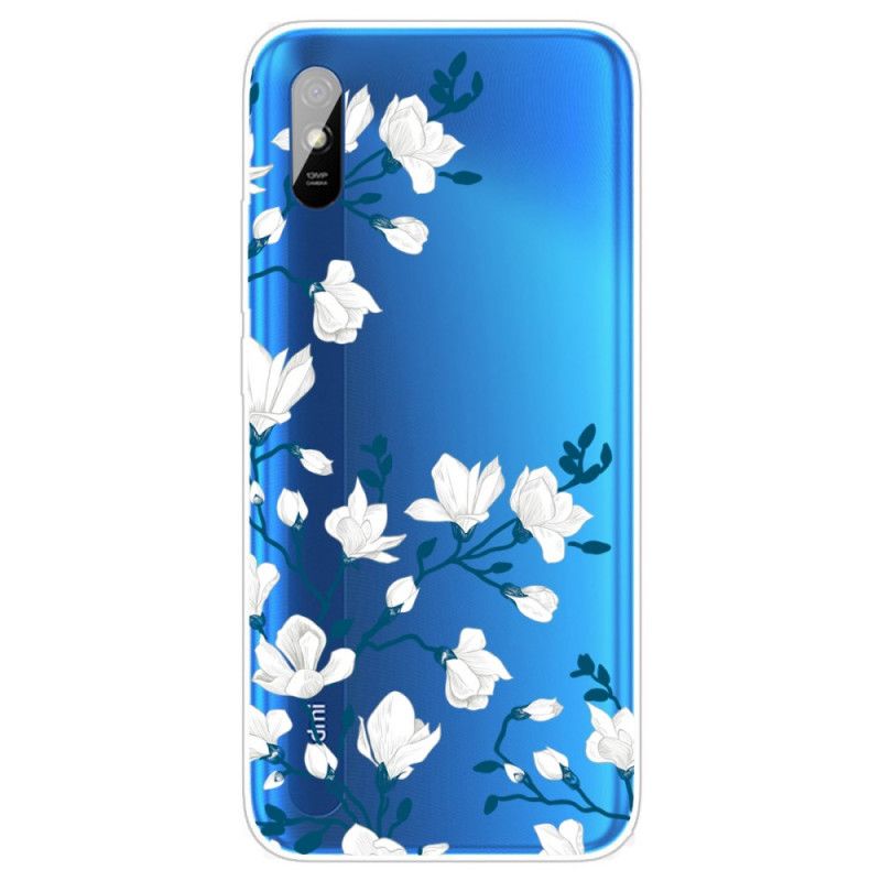 Etui Xiaomi Redmi 9A Białe Kwiaty