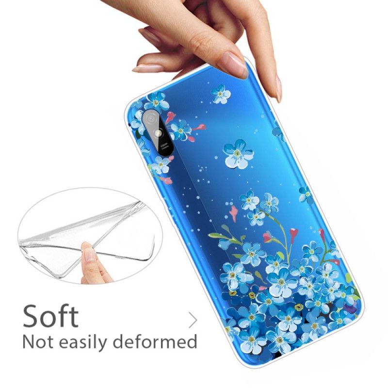 Etui Xiaomi Redmi 9A Bukiet Niebieskich Kwiatów Etui Ochronne