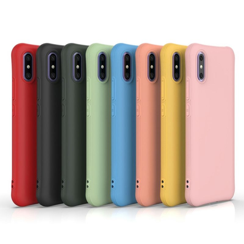 Etui Xiaomi Redmi 9A Czerwony Czarny Elastyczny Mat Silikonowy Etui Ochronne