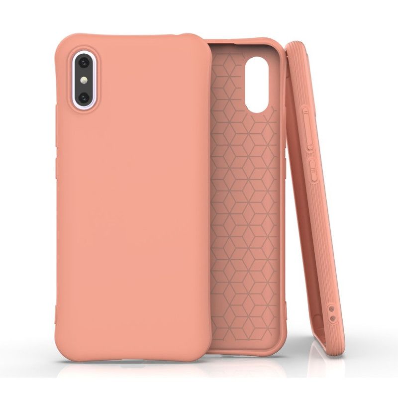 Etui Xiaomi Redmi 9A Czerwony Czarny Elastyczny Mat Silikonowy Etui Ochronne