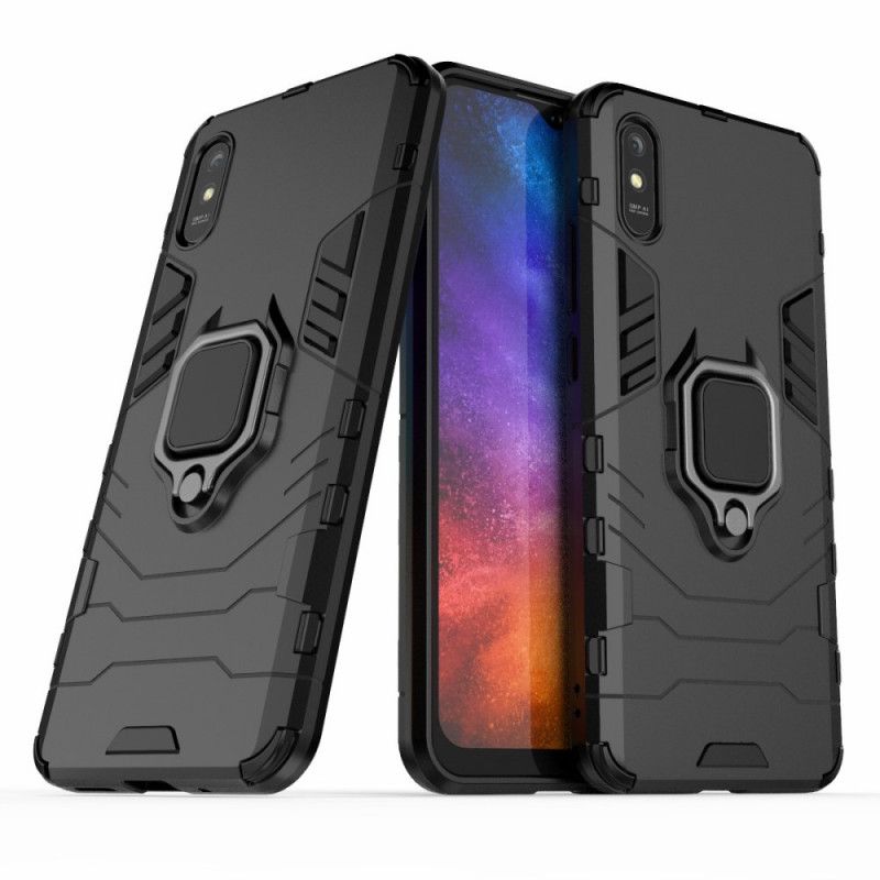 Etui Xiaomi Redmi 9A Czerwony Czarny Pierścień Oporowy