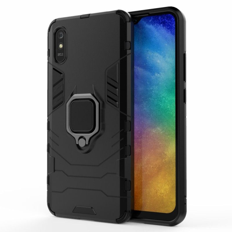 Etui Xiaomi Redmi 9A Czerwony Czarny Pierścień Oporowy