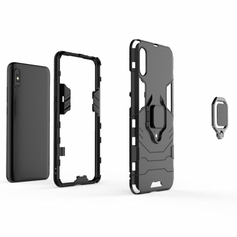 Etui Xiaomi Redmi 9A Czerwony Czarny Pierścień Oporowy