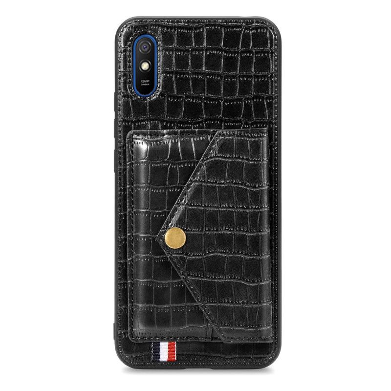 Etui Xiaomi Redmi 9A Czerwony Czarny Uchwyt I Uchwyt Na Karty Krokodyla