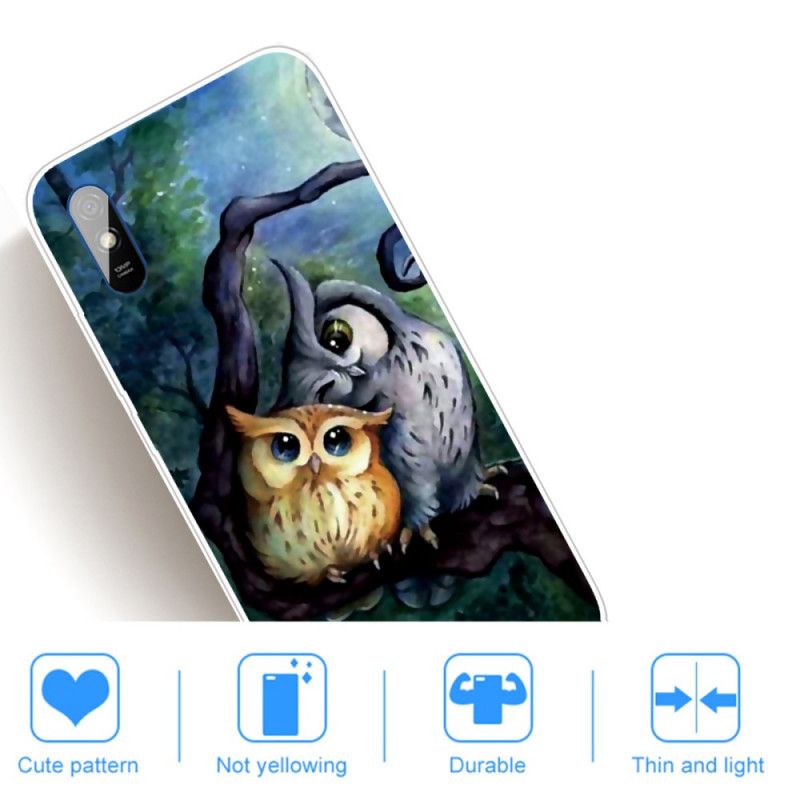 Etui Xiaomi Redmi 9A Malowanie Sowy Etui Ochronne