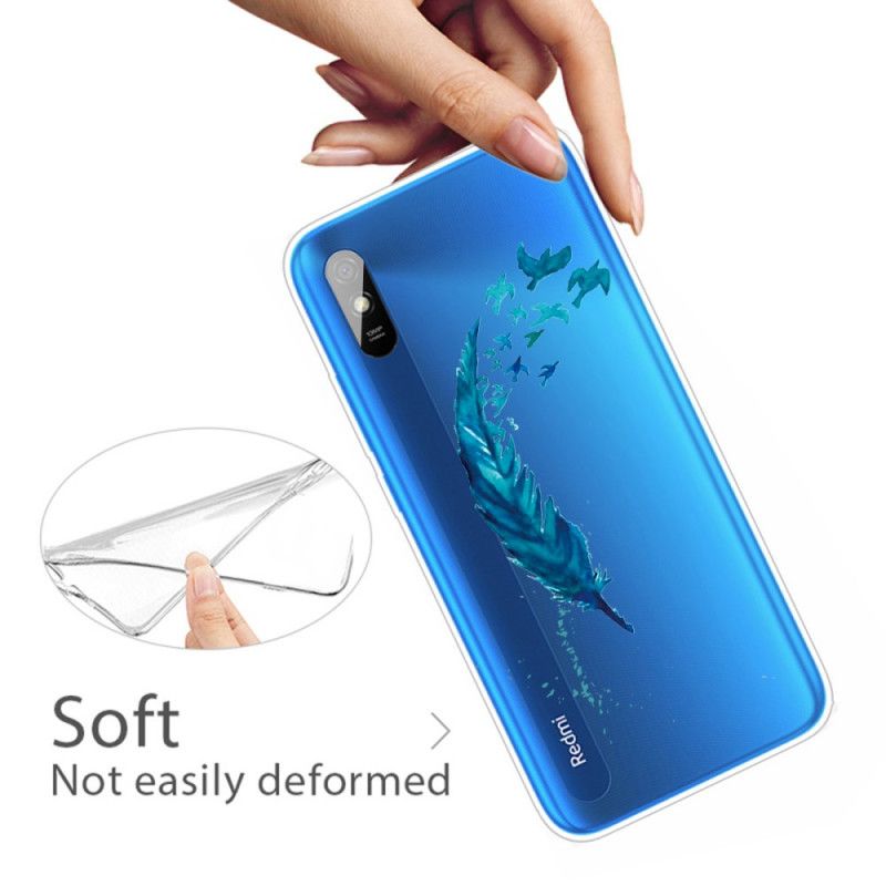 Etui Xiaomi Redmi 9A Piękne Niebieskie Pióro Etui Ochronne