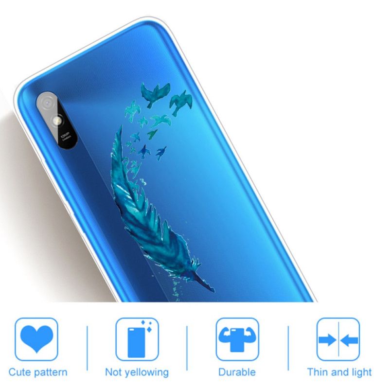 Etui Xiaomi Redmi 9A Piękne Niebieskie Pióro Etui Ochronne