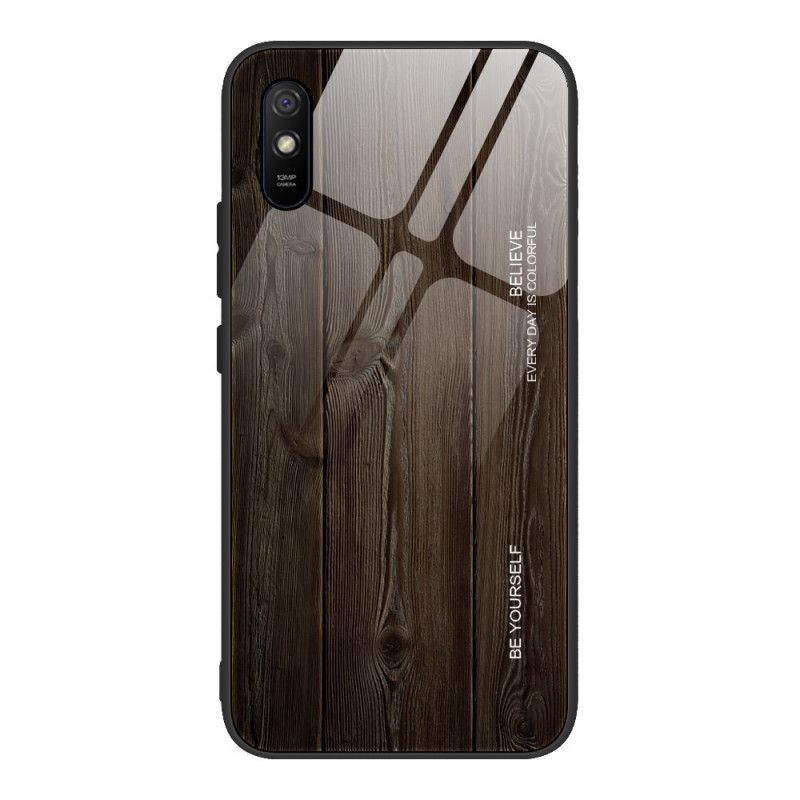 Etui Xiaomi Redmi 9A Szary Czarny Hartowane Szkło W Stylu Drewna