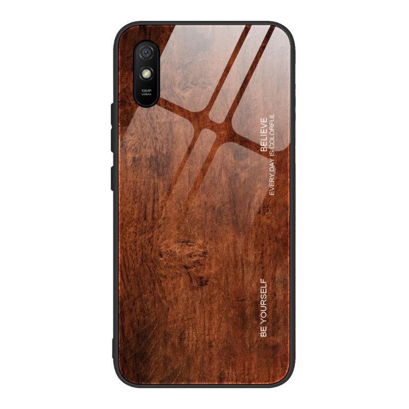 Etui Xiaomi Redmi 9A Szary Czarny Hartowane Szkło W Stylu Drewna