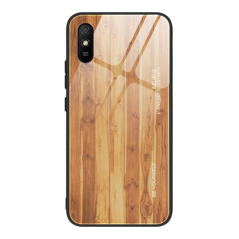 Etui Xiaomi Redmi 9A Szary Czarny Hartowane Szkło W Stylu Drewna