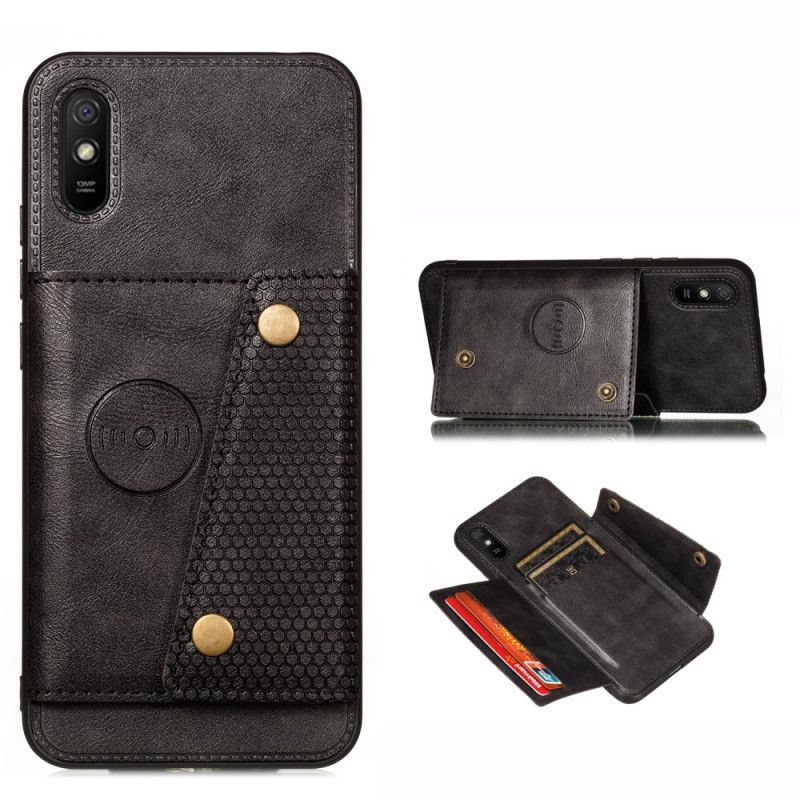 Etui Xiaomi Redmi 9A Szary Czarny Portfel Zatrzaskowy