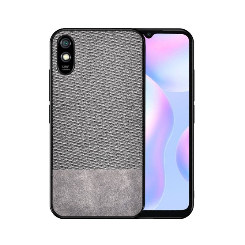 Etui Xiaomi Redmi 9A Szary Czarny Zgryz Ze Sztucznej Skóry