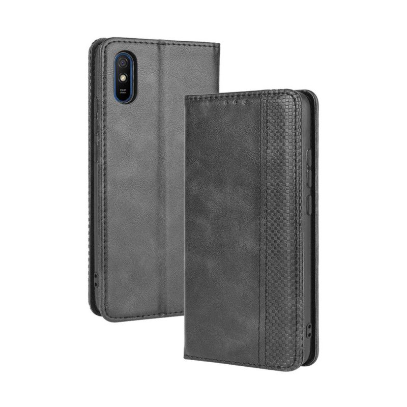 Flip Kotelot Xiaomi Redmi 9A Czerwony Czarny Etui na Telefon Stylizowany Efekt Skóry W Stylu Vintage