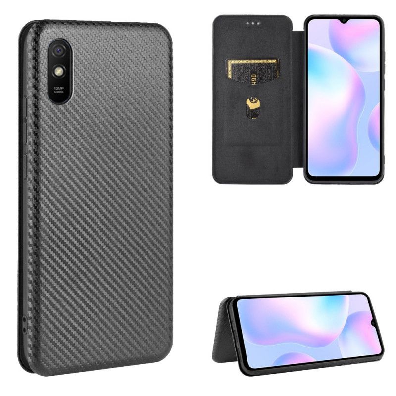 Flip Kotelot Xiaomi Redmi 9A Pomarańczowy Czarny Kolorowy Silikon Węglowy Etui Ochronne