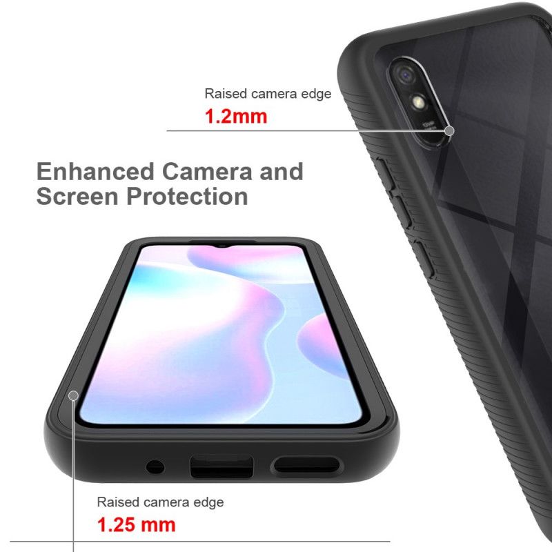 Futerały Xiaomi Redmi 9A Biały Czarny Hybrydowe Silikonowe Krawędzie