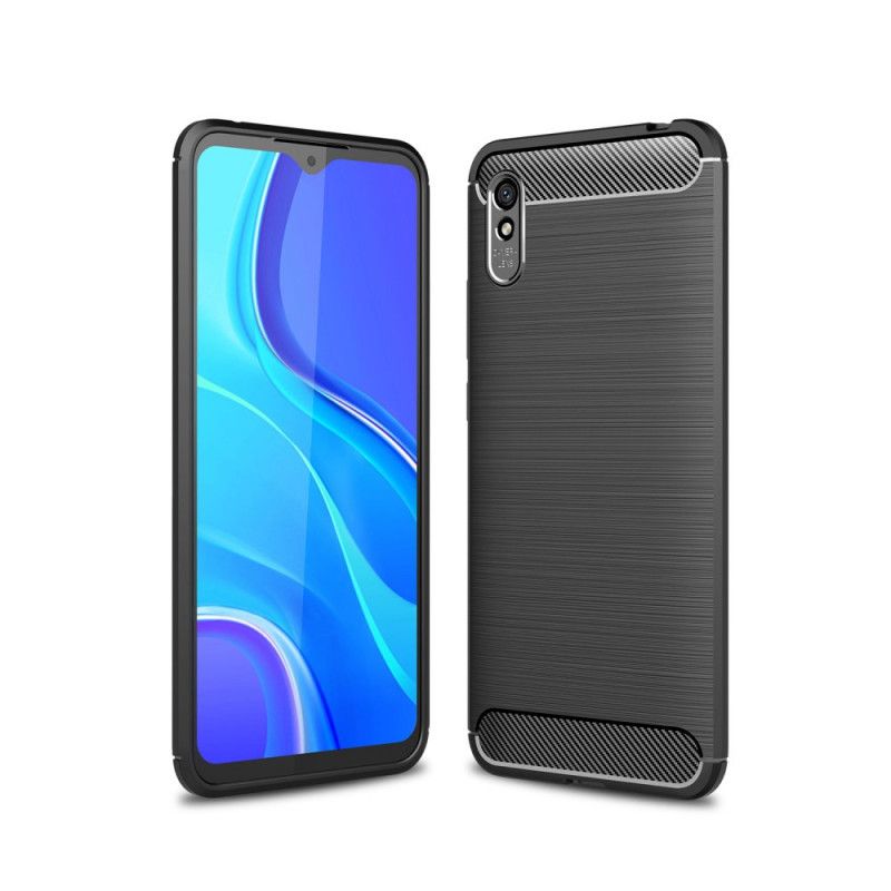 Futerały Xiaomi Redmi 9A Czerwony Czarny Szczotkowane Włókno Węglowe