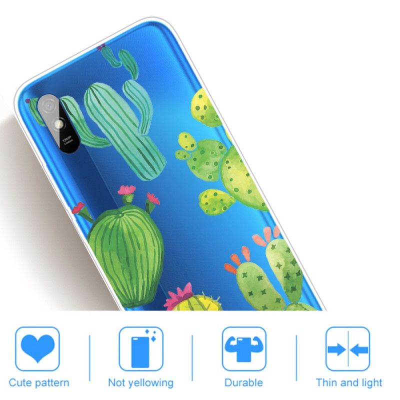 Futerały Xiaomi Redmi 9A Etui na Telefon Kaktus Akwarelowy