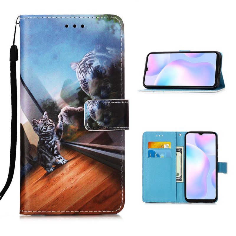 Obudowa Xiaomi Redmi 9A Jasnoniebieski Pomarańczowy Rozmyślania Ernesta Z Stringami Kota