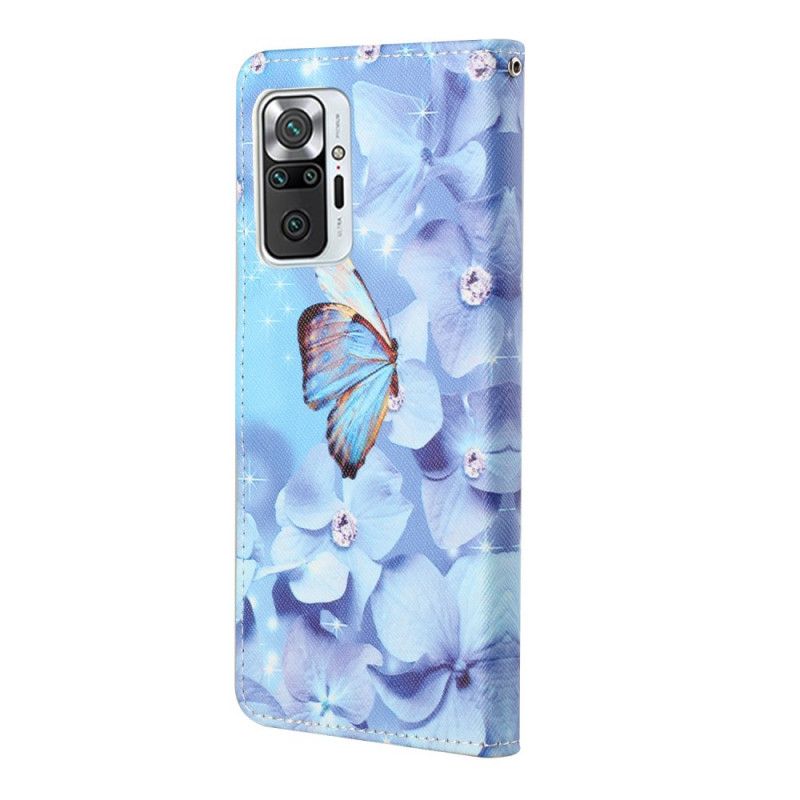 Etui Folio Xiaomi Redmi Note 10 Pro Diamentowe Motyle Ze Stringami Etui Ochronne