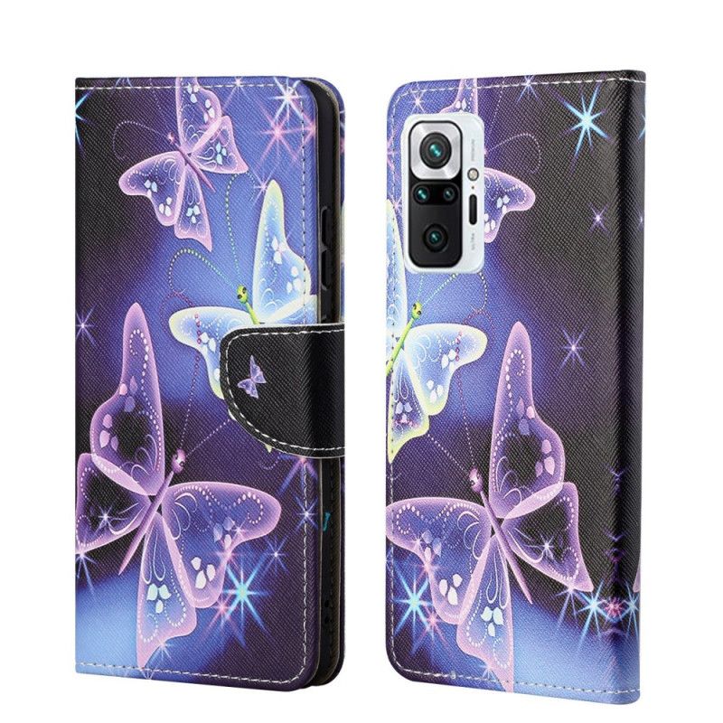 Etui Folio Xiaomi Redmi Note 10 Pro Fioletowy Jasnoniebieski Motyle