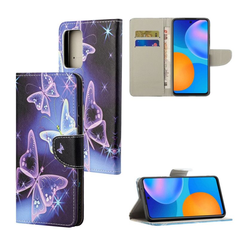 Etui Folio Xiaomi Redmi Note 10 Pro Fioletowy Jasnoniebieski Motyle