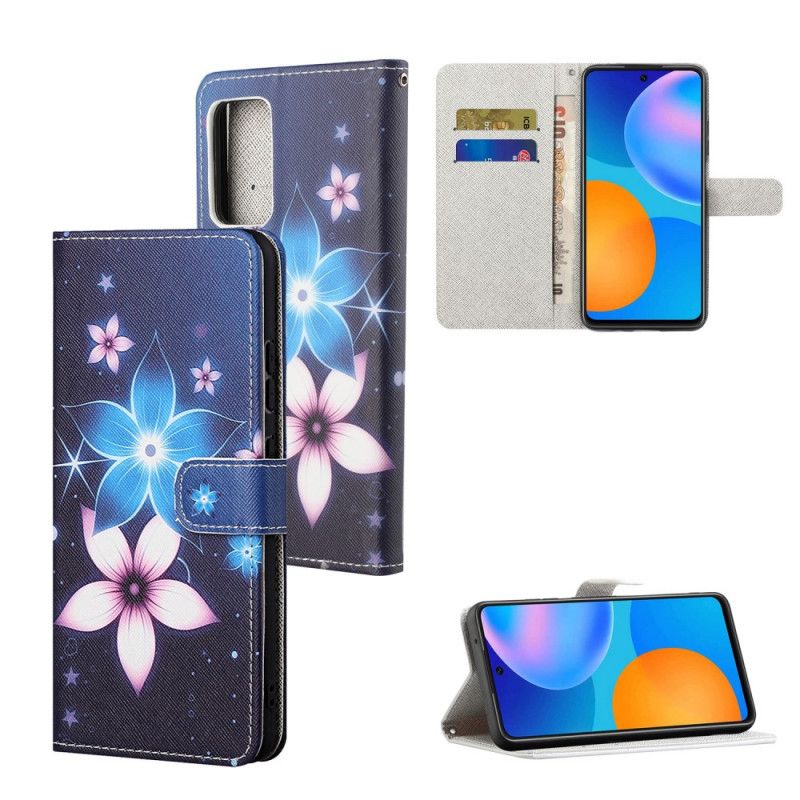 Etui Folio Xiaomi Redmi Note 10 Pro Księżycowe Kwiaty Ze Stringami Etui Ochronne