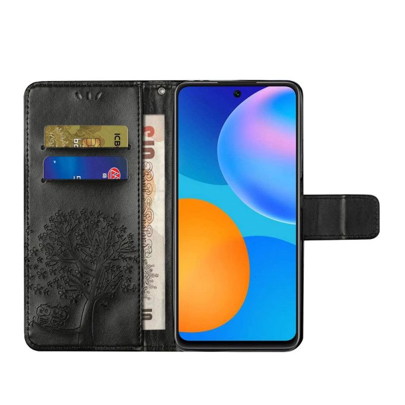 Etui Folio Xiaomi Redmi Note 10 Pro Szary Czarny Sowy Drzewne I Stringi