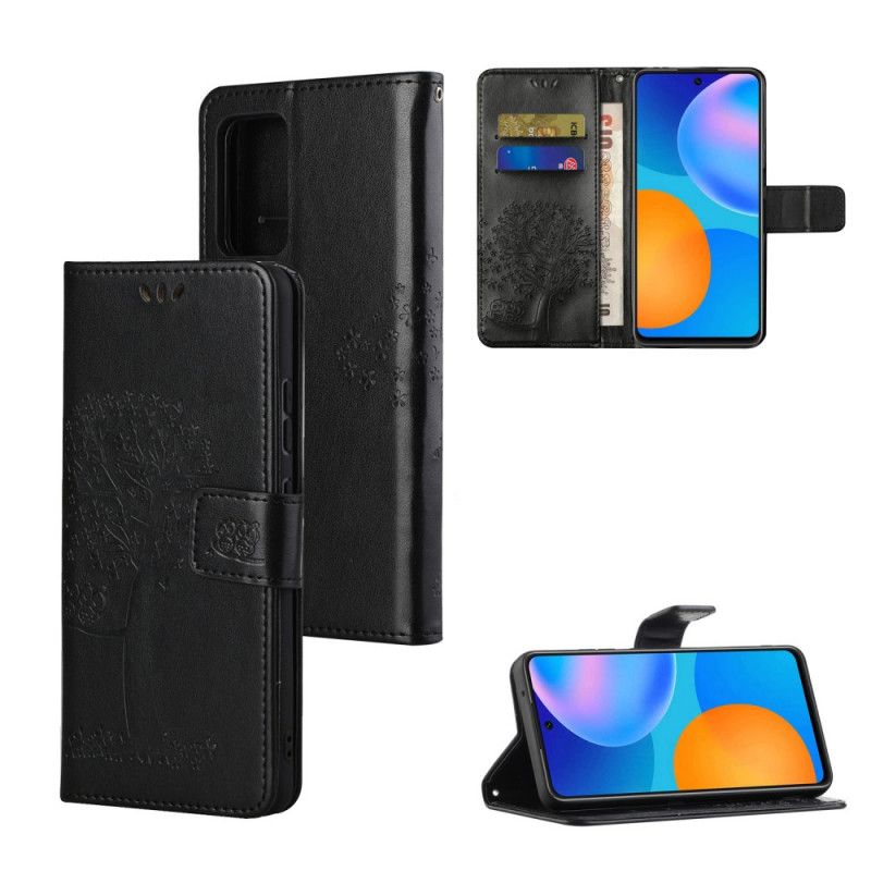 Etui Folio Xiaomi Redmi Note 10 Pro Szary Czarny Sowy Drzewne I Stringi