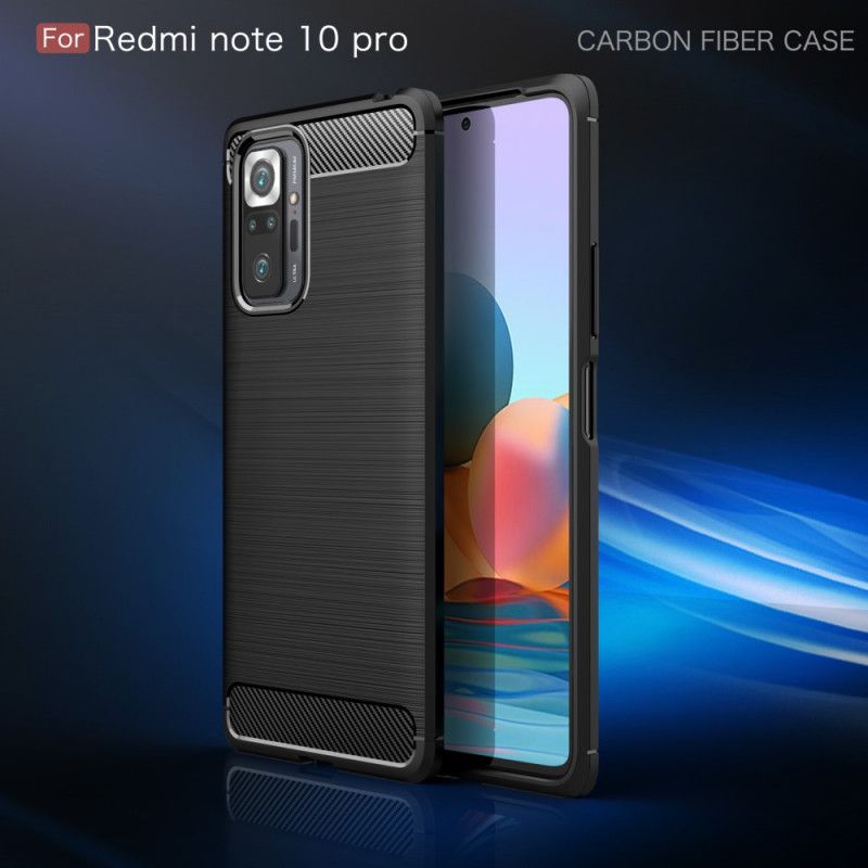 Etui Xiaomi Redmi Note 10 Pro Czerwony Czarny Szczotkowane Włókno Węglowe Etui Ochronne