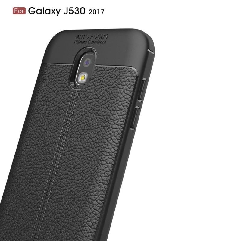 Etui Samsung Galaxy J5 2017 Szary Czarny Efekt Skóry Z Podwójną Linią Liczi Etui Ochronne