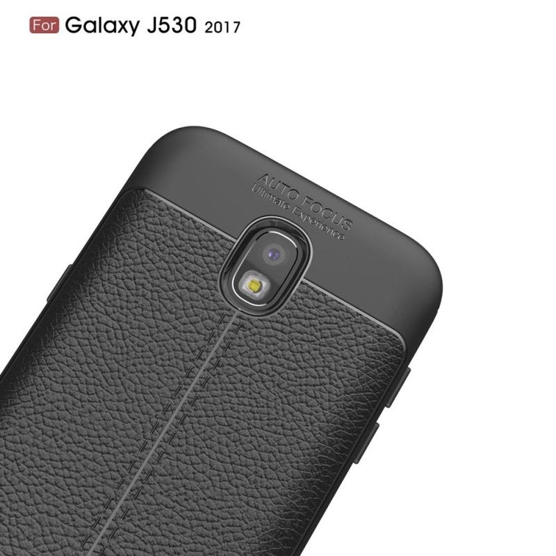 Etui Samsung Galaxy J5 2017 Szary Czarny Efekt Skóry Z Podwójną Linią Liczi Etui Ochronne