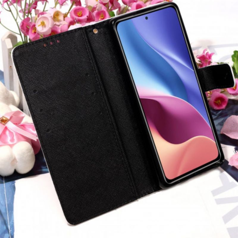 Etui Folio Xiaomi Mi 11i 5g / Poco F3 Niebieskie Kwiaty