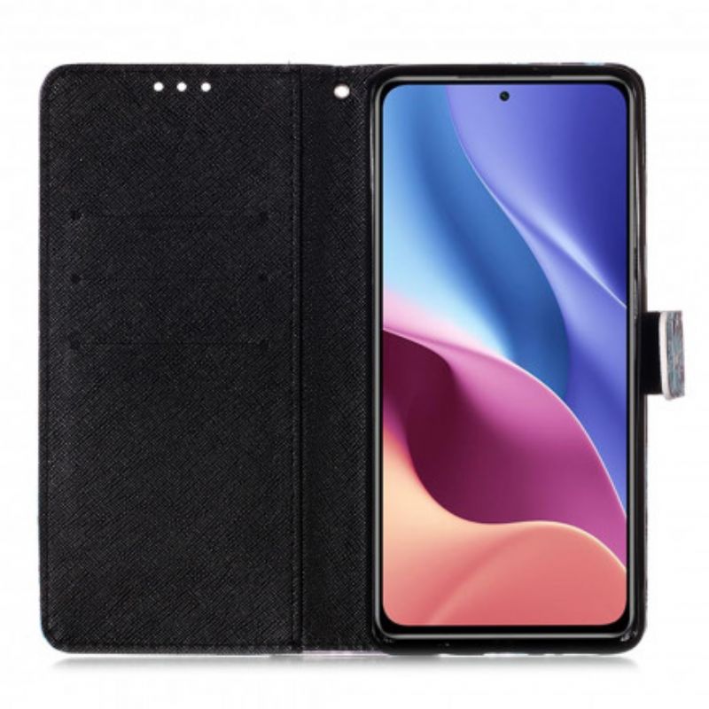 Etui Folio Xiaomi Mi 11i 5g / Poco F3 Niebieskie Kwiaty