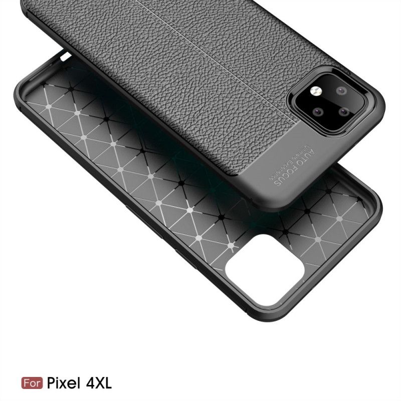 Etui Google Pixel 4 XL Czerwony Czarny Efekt Skóry Z Podwójną Linią Liczi