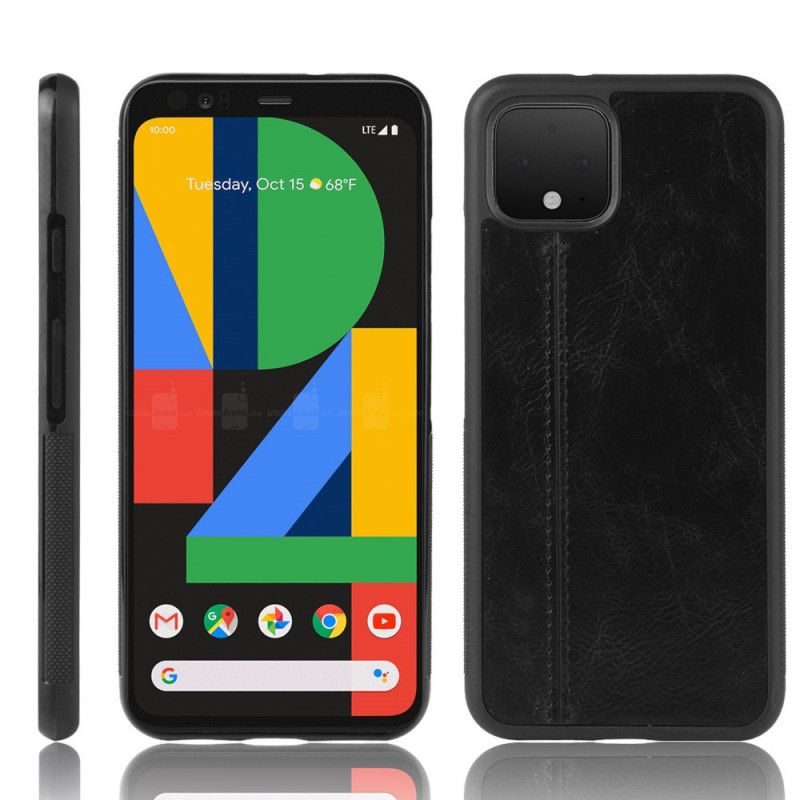 Etui Google Pixel 4 XL Czerwony Czarny Efekt Szytej Skóry Etui Ochronne