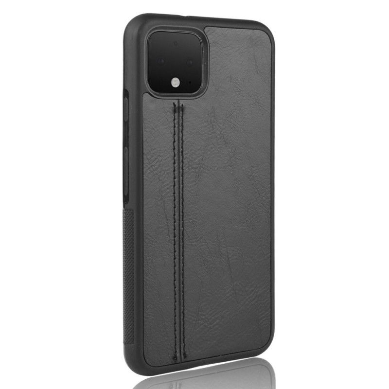 Etui Google Pixel 4 XL Czerwony Czarny Efekt Szytej Skóry Etui Ochronne